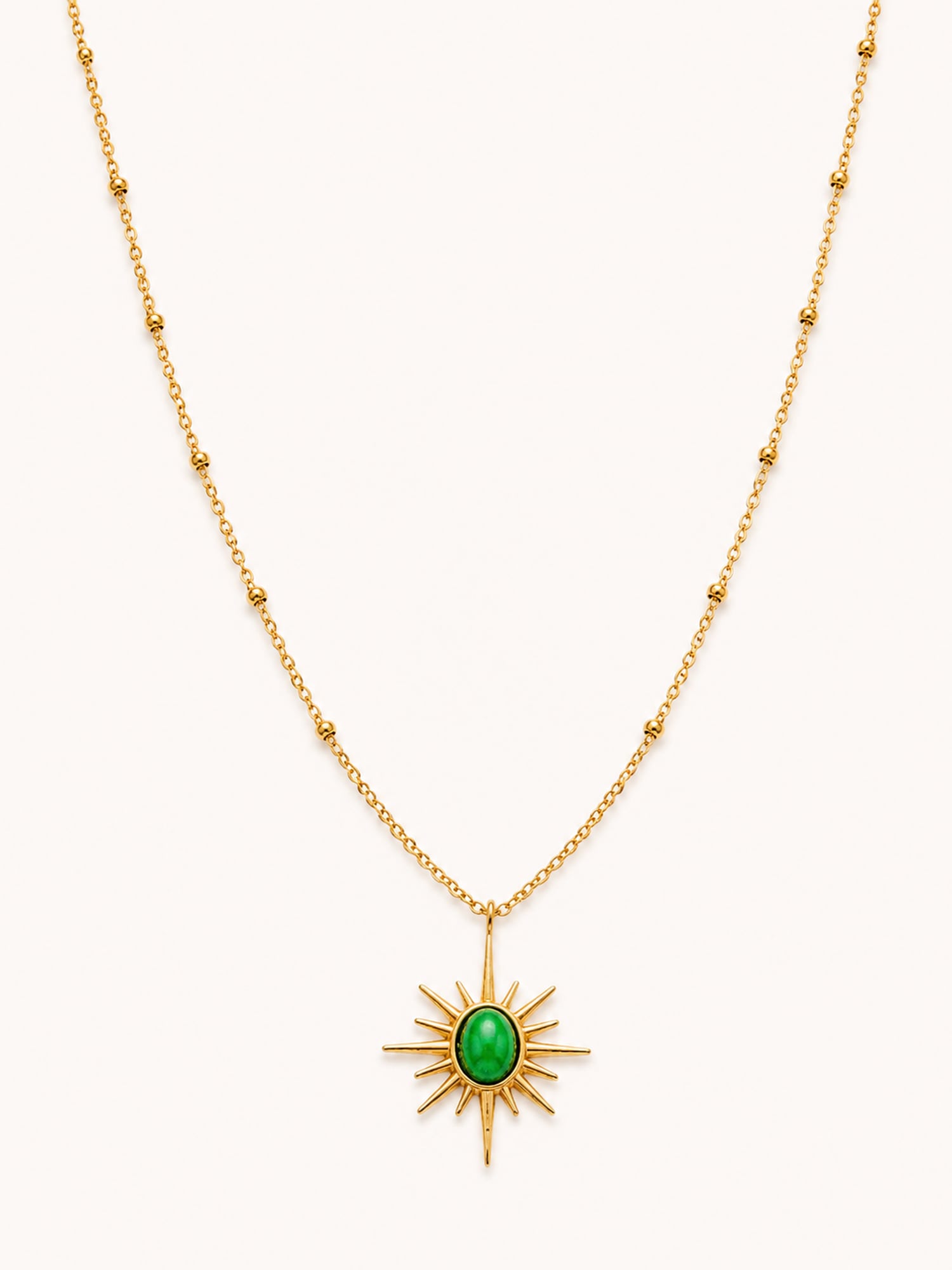 Green Sunburst Pendant Necklace