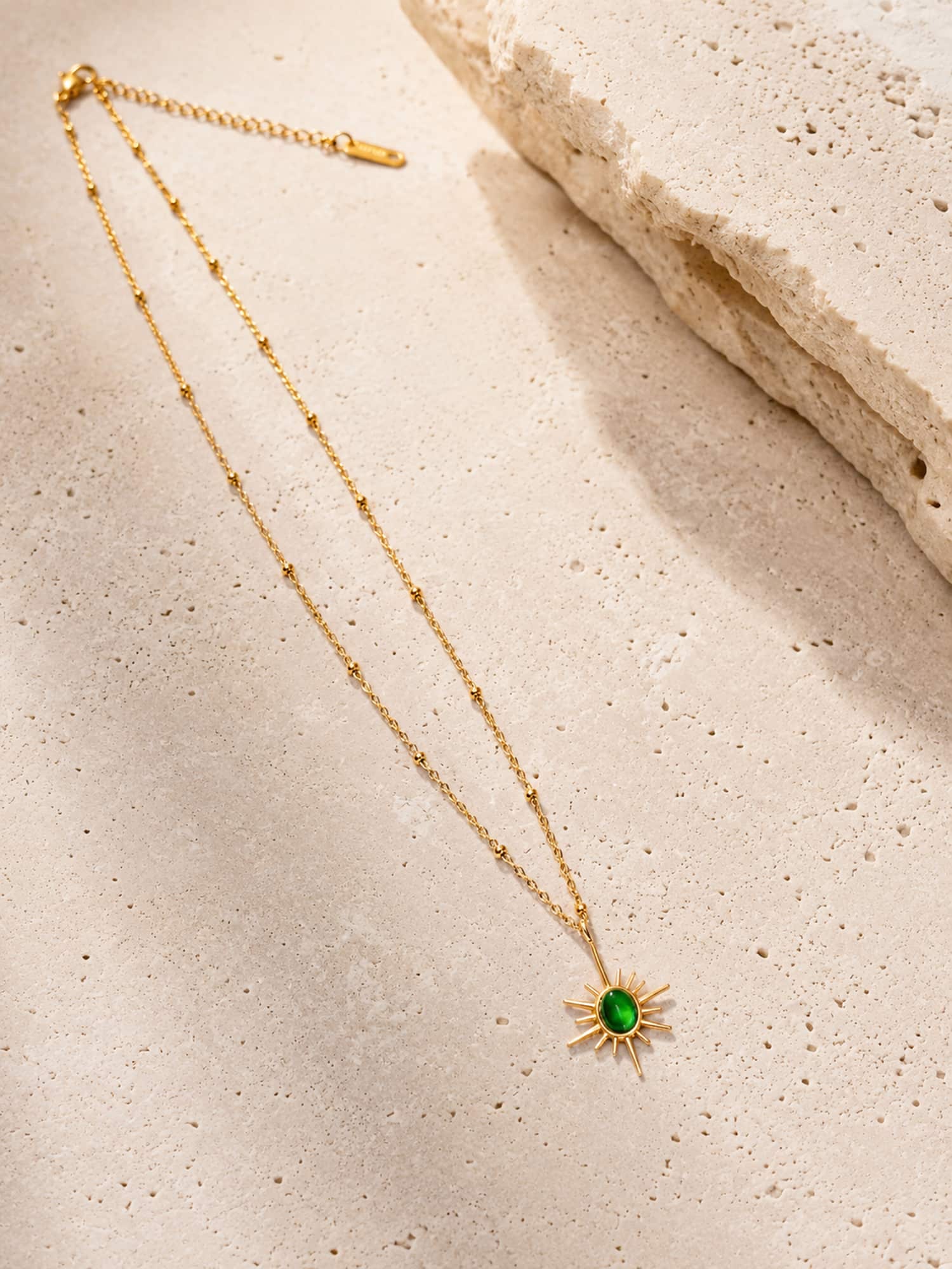 Green Sunburst Pendant Necklace
