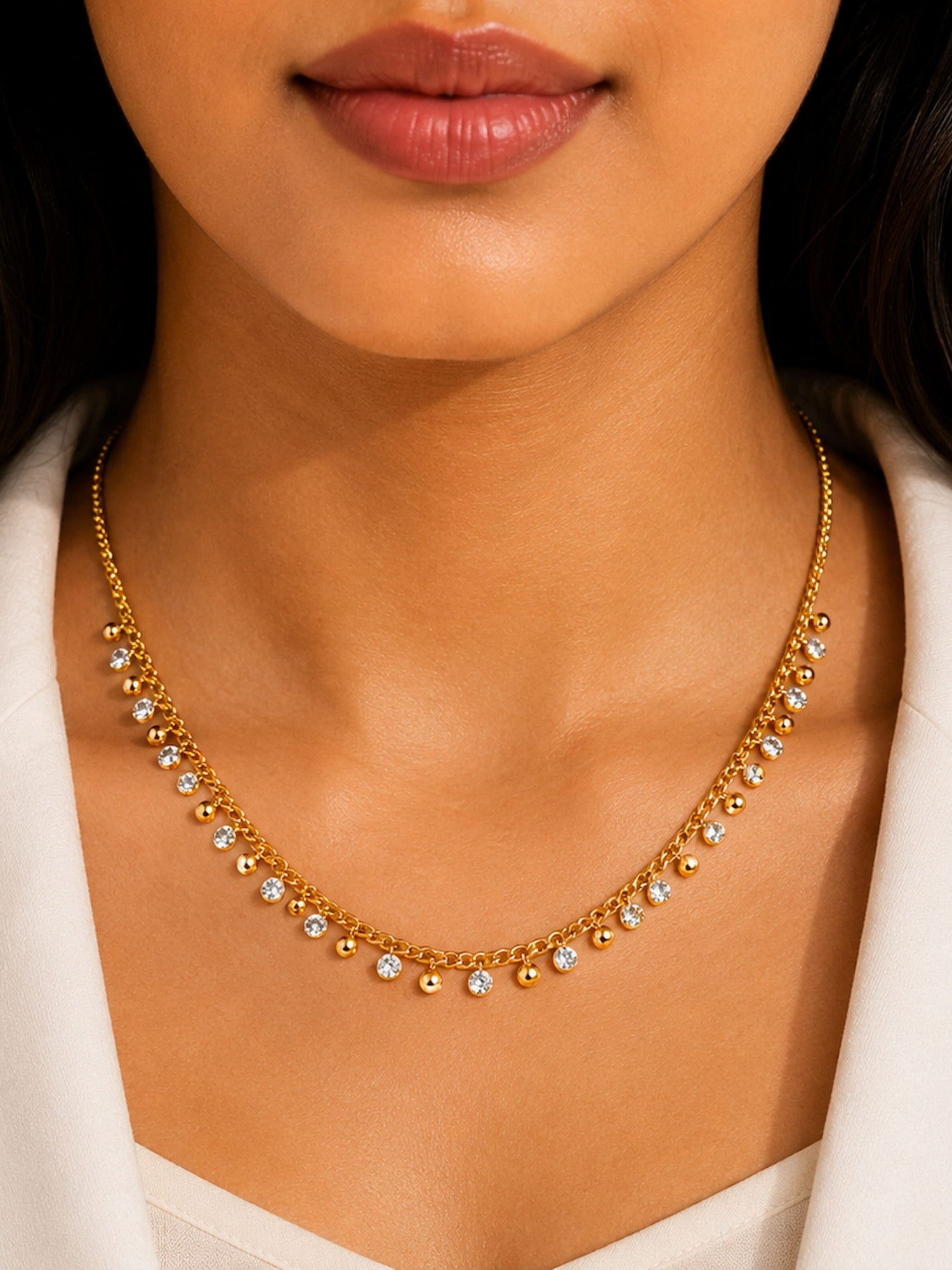Beaded CZ Drop Necklace