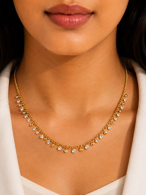 Beaded CZ Drop Necklace