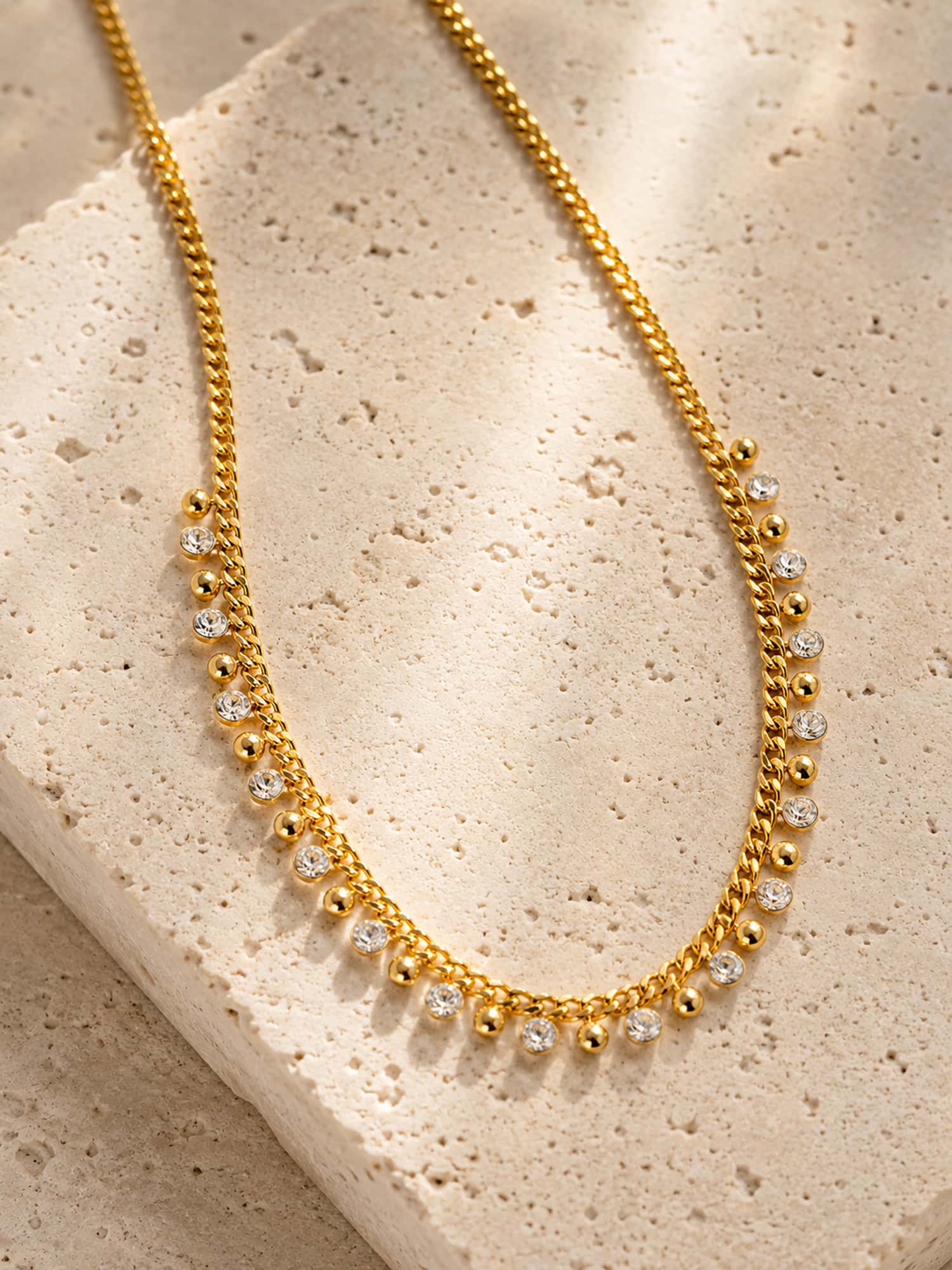 Beaded CZ Drop Necklace